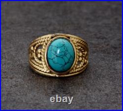 Blue Turquoise Gemstone Ring 925 Sterling Silver Handmade Ring Vintage Ring Gift