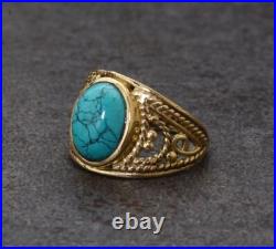 Blue Turquoise Gemstone Ring 925 Sterling Silver Handmade Ring Vintage Ring Gift