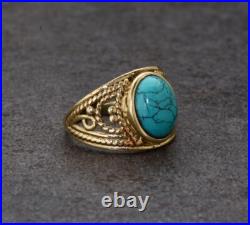 Blue Turquoise Gemstone Ring 925 Sterling Silver Handmade Ring Vintage Ring Gift