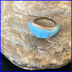 Blue Turquoise Indian Navajo Sterling Silver Band Inlay Ring Size 6 12391 Blue Turquoise Indian Navajo Sterling Silver Band Inlay Ring Size 6 12391