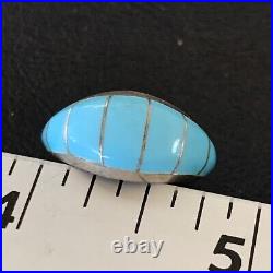 Blue Turquoise Indian Navajo Sterling Silver Band Inlay Ring Size 6 12391 Blue Turquoise Indian Navajo Sterling Silver Band Inlay Ring Size 6 12391