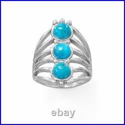 Blue Turquoise Reconstituted Polished 925 Sterling Silver Ring Gift Jewelry Sz 7