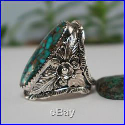 Blue Turquoise Ring Men Native NAVAJO America Sterling 925 Silver Real Natural