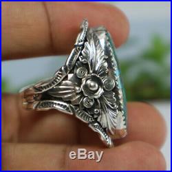Blue Turquoise Ring Men Native NAVAJO America Sterling 925 Silver Real Natural