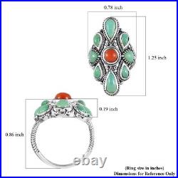 Boho Handmade 925 Sterling Silver Coral Turquoise Ring Jewelry Size 6 Ct 4.2