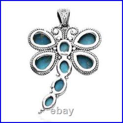 Boho Handmade 925 Sterling Silver Natural Turquoise Dragonfly Pendant Ct 11.1