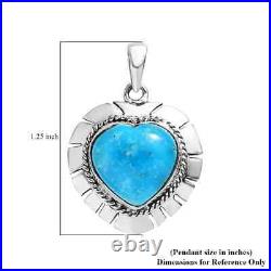 Boho Handmade 925 Sterling Silver Natural Turquoise Heart Pendant Jewelry Ct 8.3