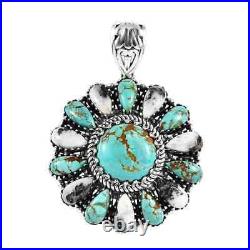 Boho Handmade 925 Sterling Silver Natural Turquoise Pendant Jewelry Gift Ct 16.7