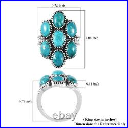 Boho Handmade 925 Sterling Silver Turquoise Flower Ring Jewelry Size 8 Ct 5.7