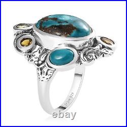 Boho Handmade 925 Sterling Silver Turquoise Promise Ring Jewelry Ct 6.9