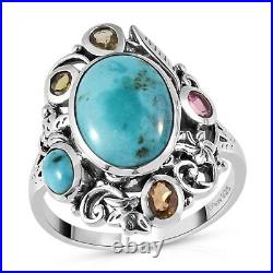Boho Handmade 925 Sterling Silver Turquoise Ring Jewelry Gift Size 10 Ct 6.9