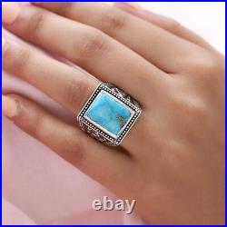 Boho Handmade 925 Sterling Silver Turquoise Ring Jewelry for Men Size 13 Ct 11.9