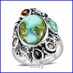 Boho Handmade 925 Sterling Silver Turquoise Ring Jewelry for Women Ct 6