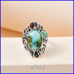 Boho Handmade 925 Sterling Silver Turquoise Ring Jewelry for Women Ct 6