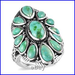 Boho Handmade 925 Sterling Silver Turquoise Ring Jewelry for Women Size 5 Ct 5.2
