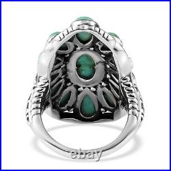 Boho Handmade 925 Sterling Silver Turquoise Ring Jewelry for Women Size 5 Ct 5.2