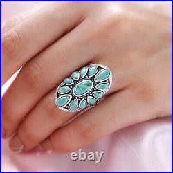 Boho Handmade 925 Sterling Silver Turquoise Ring Jewelry for Women Size 6 Ct 5.2