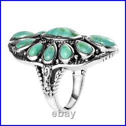 Boho Handmade 925 Sterling Silver Turquoise Ring Jewelry for Women Size 7 Ct 5.2