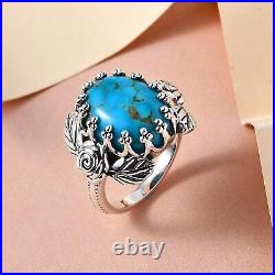 Boho Handmade 925 Sterling Silver Turquoise Solitaire Ring Jewelry Size 6 Ct 8.9