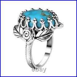 Boho Handmade 925 Sterling Silver Turquoise Solitaire Ring Jewelry Size 6 Ct 8.9