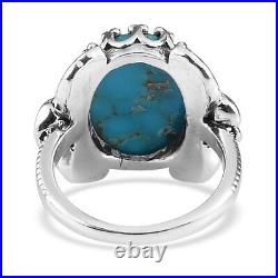 Boho Handmade 925 Sterling Silver Turquoise Solitaire Ring Jewelry Size 9 Ct 8.9