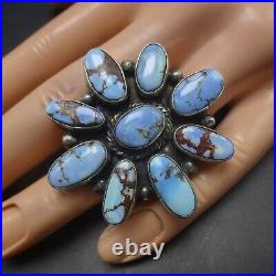 Breathtaking NAVAJO Sterling Silver GOLDEN HILLS TURQUOISE Cluster RING size 6.5