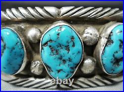 Breathtaking Vintage Navajo Morenci Turquoise Sterling Silver Bracelet Old