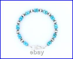Brilliant Blue Kingman Arizona Turquoise Bracelet, Sterling Silver Lobster Clasp