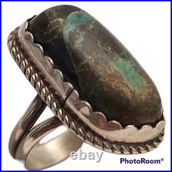 Brugh Tsosie vintage Sterling silver Navajo Turquoise mountain ring size 7