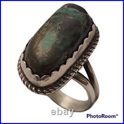 Brugh Tsosie vintage Sterling silver Navajo Turquoise mountain ring size 7