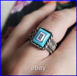 CARLISLE JEWELRY Albuquerque Sterling Silver Ring Size 6 Turquoise Inlay SWest