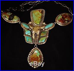 CHAVEZ TURQUOISE LONGHORN SKULL SUBLIME 160 grams NECKLACE, Sterling Silver