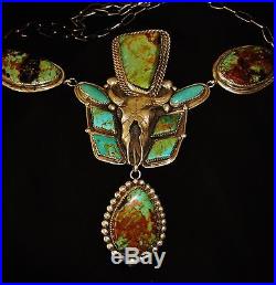 CHAVEZ TURQUOISE LONGHORN SKULL SUBLIME 160 grams NECKLACE, Sterling Silver