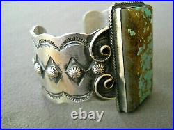 CHIMNEY BUTTE Native American Number 8 Turquoise Sterling Silver Cuff Bracelet