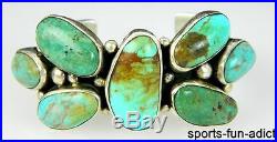 CHIMNEY BUTTE Navajo 7 Stone Turquoise Sterling Silver 925 Native American Cuff