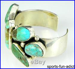CHIMNEY BUTTE Navajo 7 Stone Turquoise Sterling Silver 925 Native American Cuff