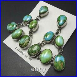 COLOSSAL Ella Peter NAVAJO Sterling Silver TURQUOISE Cluster EARRINGS Pierced