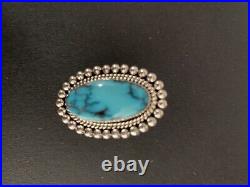 CRJ Little Yellowhorse Navajo Sterling Silver / Turquoise Ring Size 6