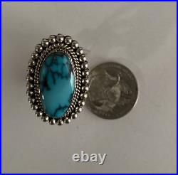 CRJ Little Yellowhorse Navajo Sterling Silver / Turquoise Ring Size 6