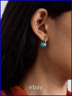 Cabochon Turquoise Butterfly Earrings 925 Sterling Silver Glamorous High Jewelry