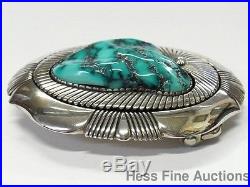 Calvin Martinez Navajo American Indian Turquoise Heavy Sterling Silver Buckle