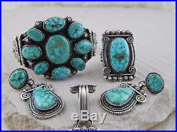 Calvin Martinez Navajo Sterling Silver & Kingman Turquoise Bracelet & Set