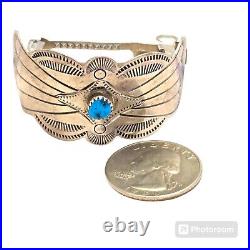 Captivating Navajo Sleeping Beauty Turquoise Sterling Silver Hair Pin Barrette