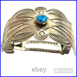 Captivating Navajo Sleeping Beauty Turquoise Sterling Silver Hair Pin Barrette