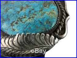 Carlos White Eagle Apache Handmade Sterling Silver Turquoise Belt Buckle 7 560g