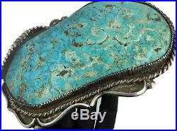 Carlos White Eagle Apache Handmade Sterling Silver Turquoise Belt Buckle 7 560g