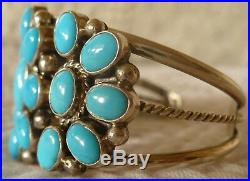 Charles Johnson Sterling Silver Turquoise Cluster Cuff Bracelet Signed