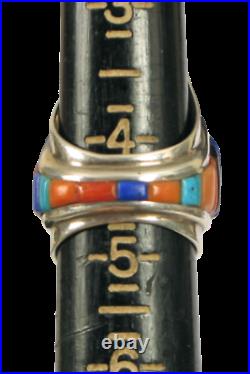 Charles Loloma Hopi Native American Sterling Coral Turquoise Inlay Shield Ring