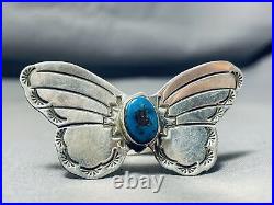 Charming Navajo Bisbee Turquoise Sterling Silver Butterfly Ring