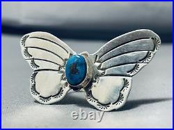 Charming Navajo Bisbee Turquoise Sterling Silver Butterfly Ring